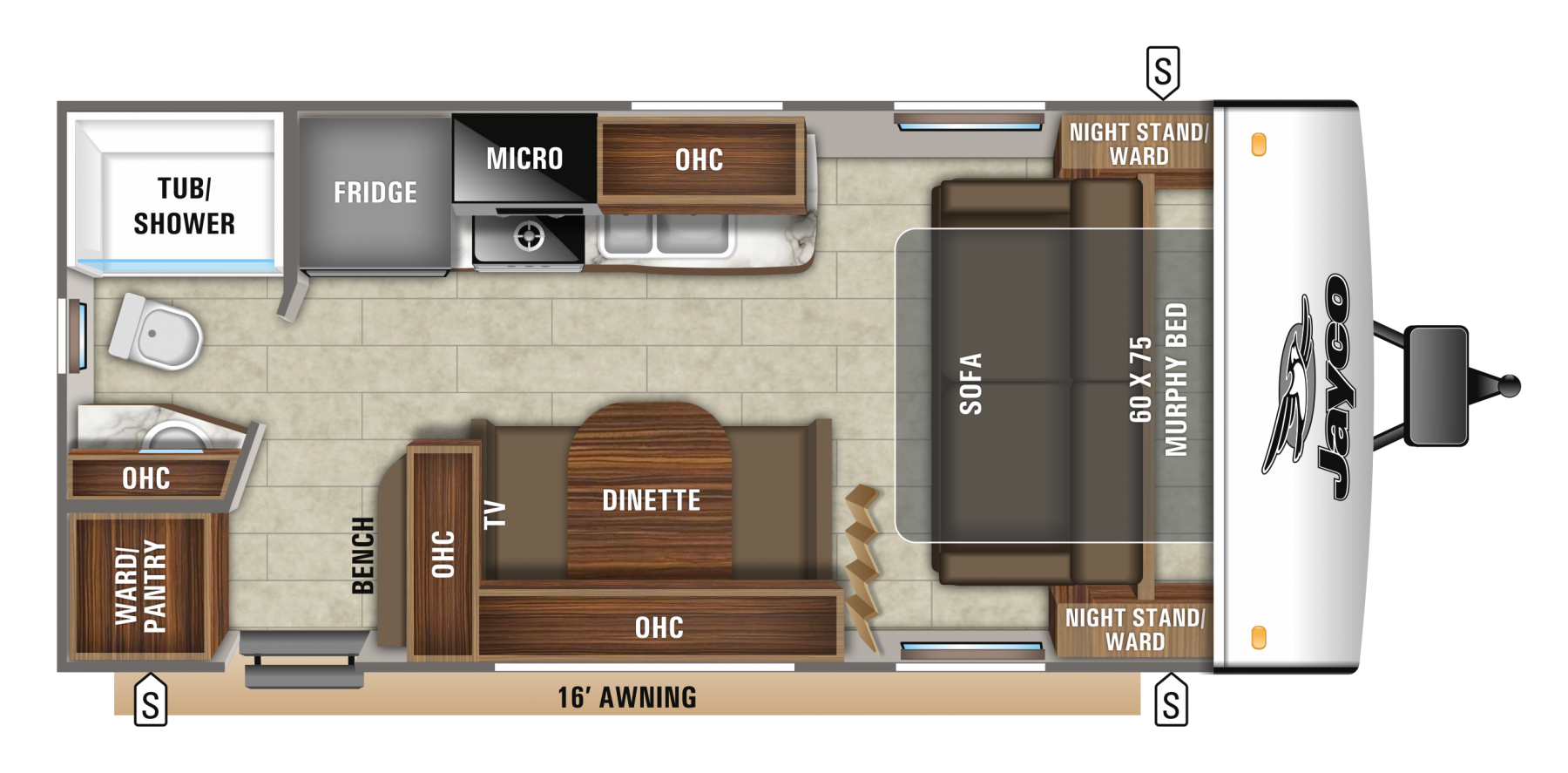 Model diagram Jayco Jay Feather 18RBM