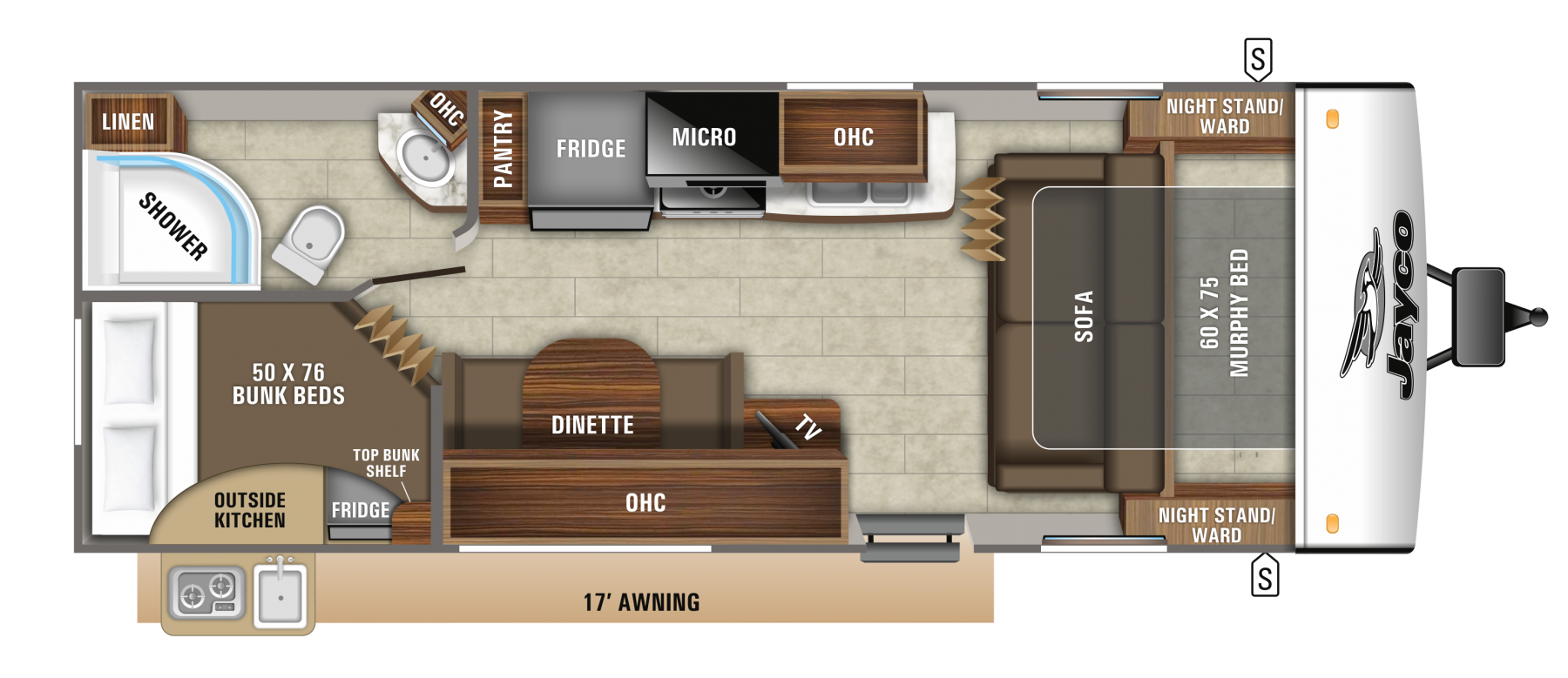 Model diagram Jayco Jay Feather 23BHM