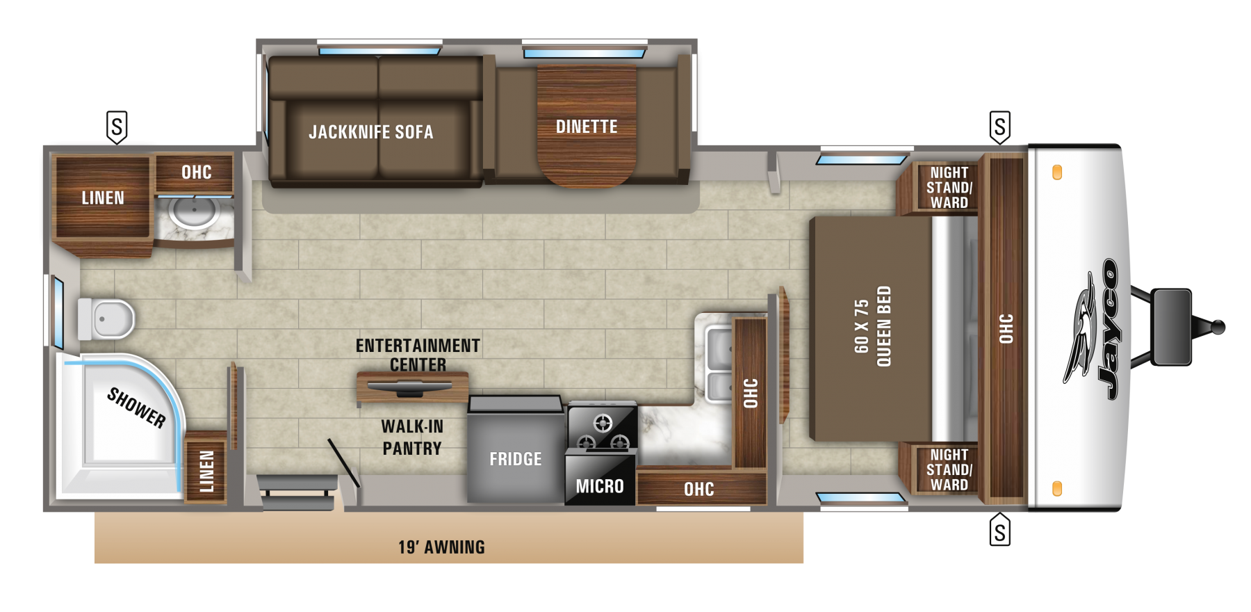 Model diagram Jayco Jay Feather 25RB