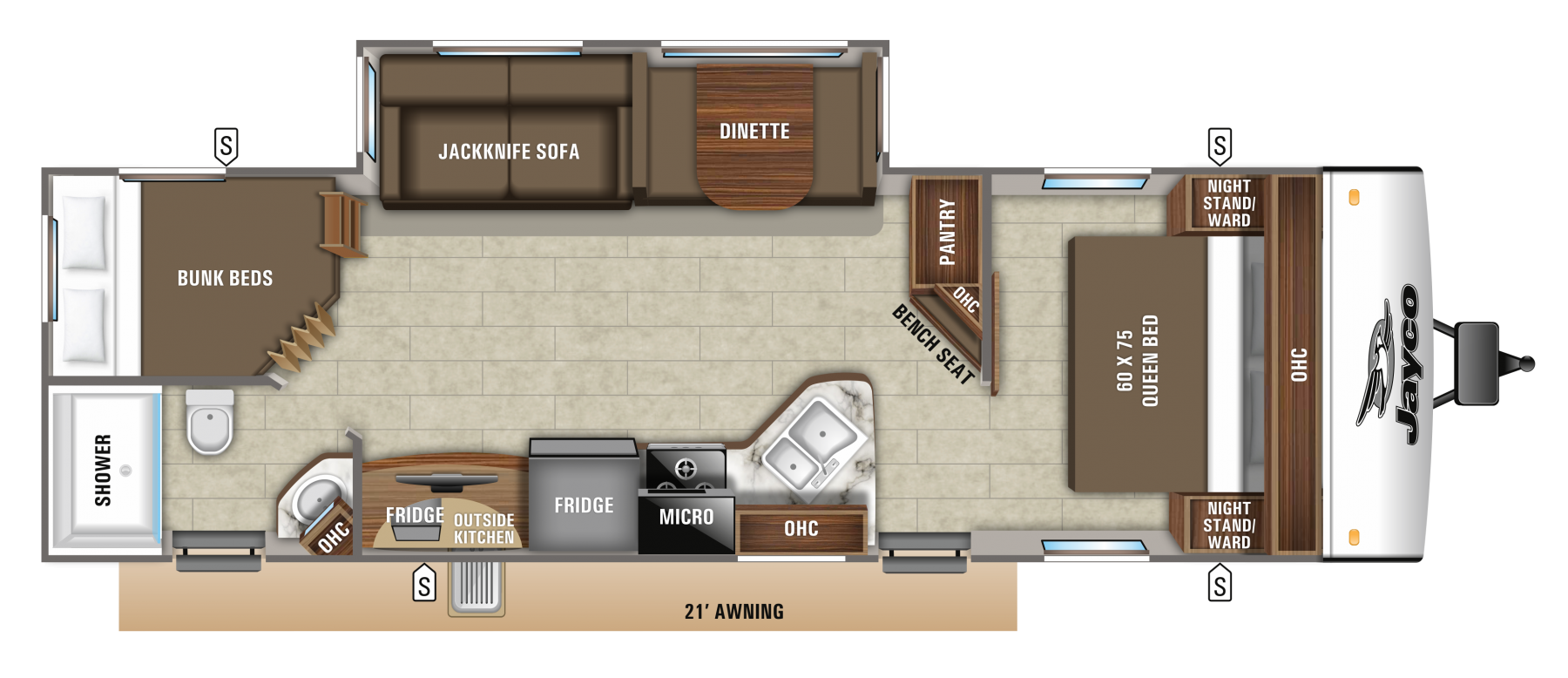 Model diagram Jayco Jay Feather 27BHB