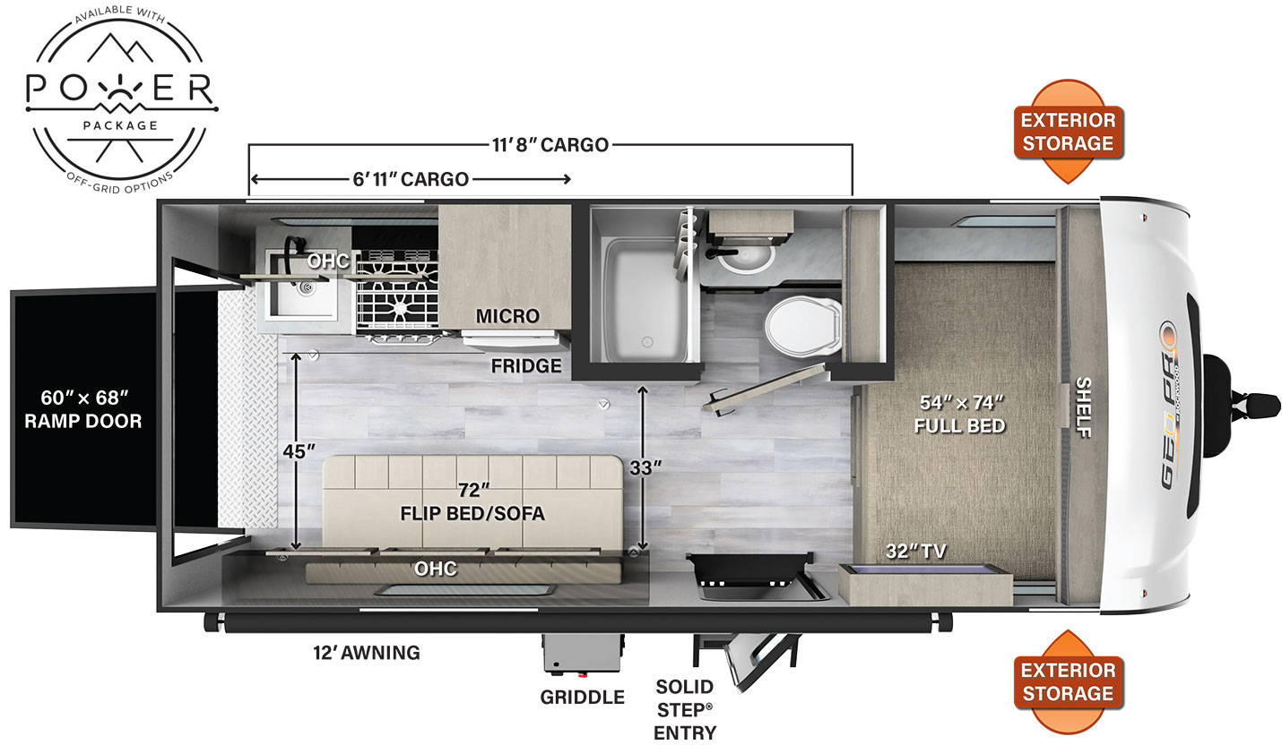 Model diagram Forest River Rockwood Geo Pro G19FBTH