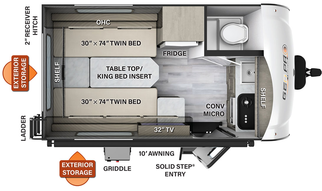 Model diagram Forest River Rockwood Geo Pro G15TB