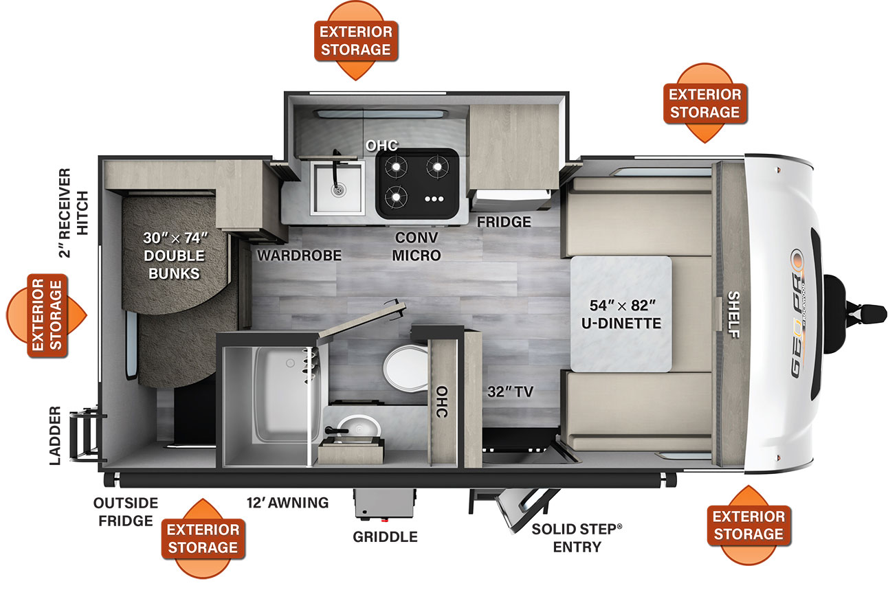 Model diagram Forest River Rockwood Geo Pro G16BH