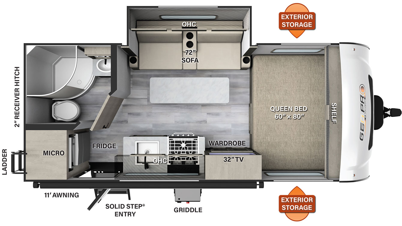 Model diagram Forest River Rockwood Geo Pro G19FBS