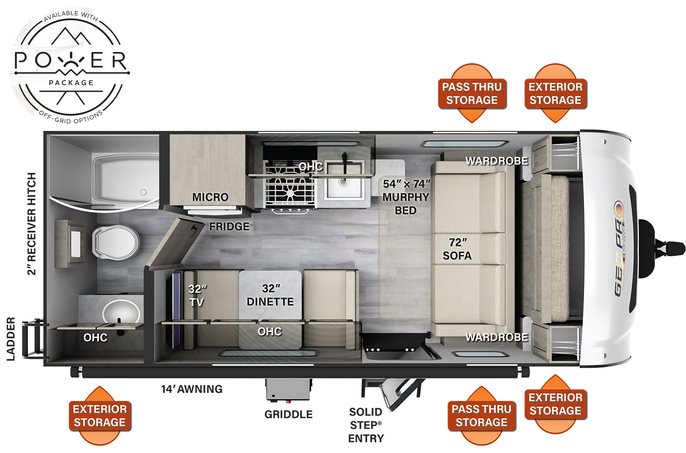 Model diagram Forest River Rockwood Geo Pro G19FD