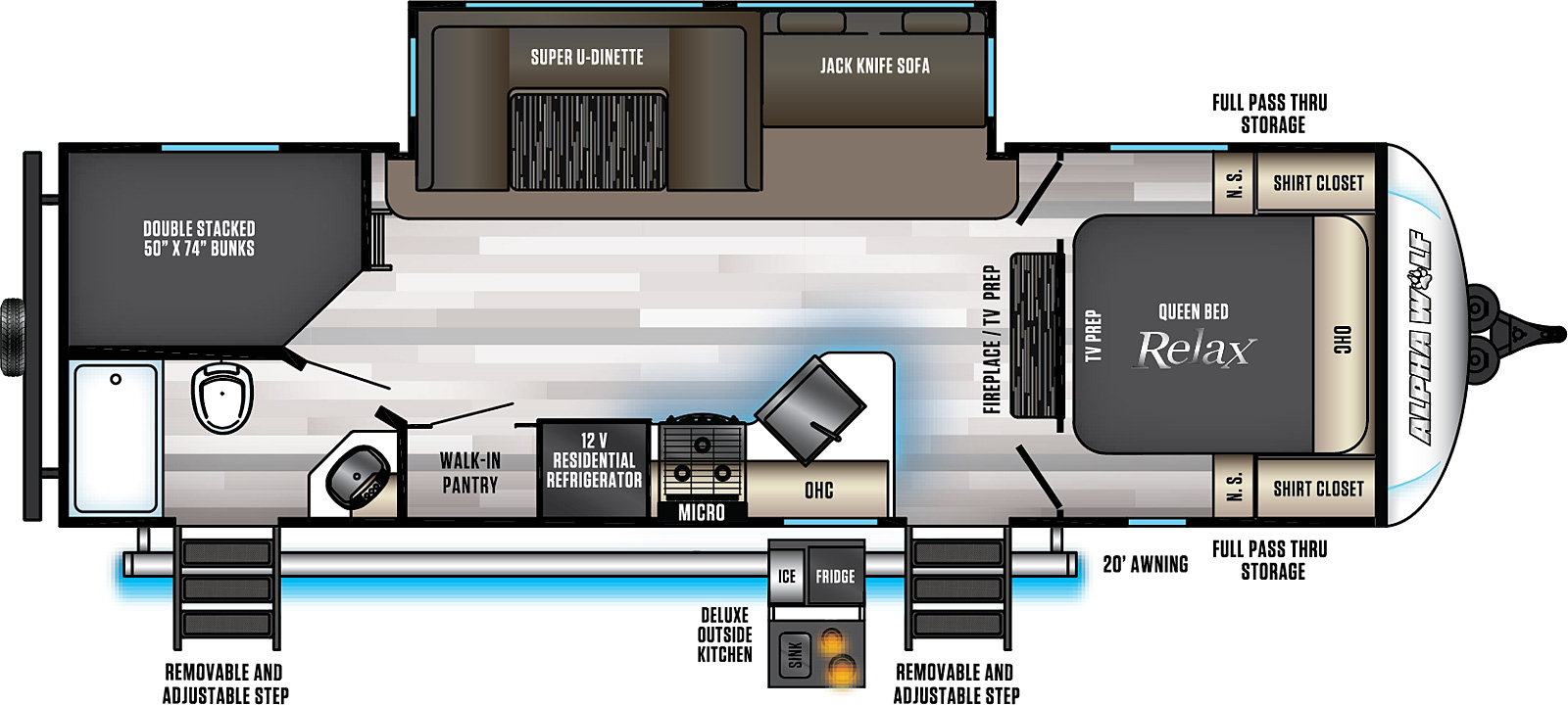 Model diagram Forest River Alpha Wolf 26DBH-L