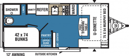 Model diagram Coachmen Clipper Ultra-Lite 182DBU