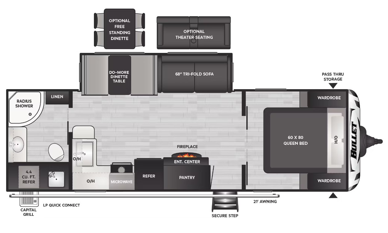 Model diagram Keystone Bullet 260RBS