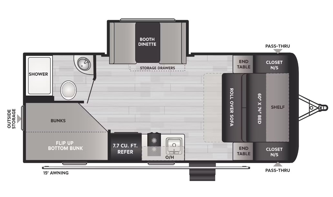 Model diagram Keystone Hideout 181BH