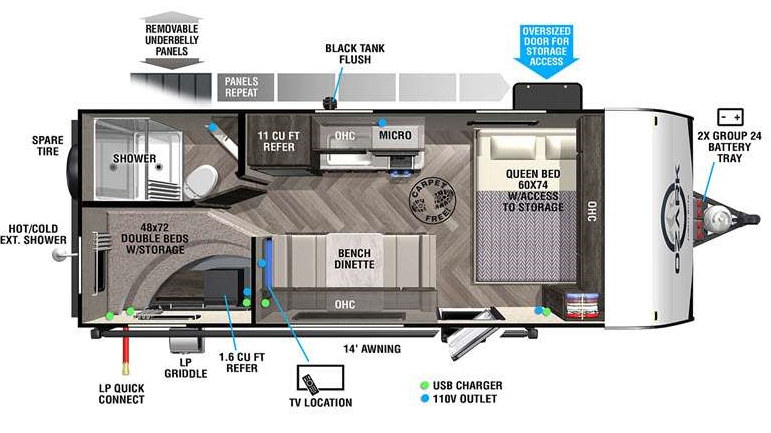 Model diagram Forest River Ozark Ascent 1650BHKX