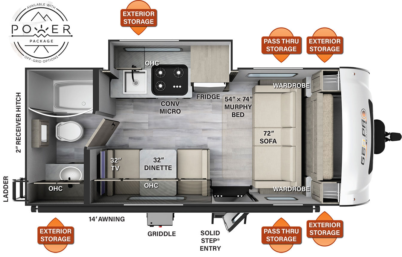 Model diagram Forest River Rockwood Geo Pro G19FDS