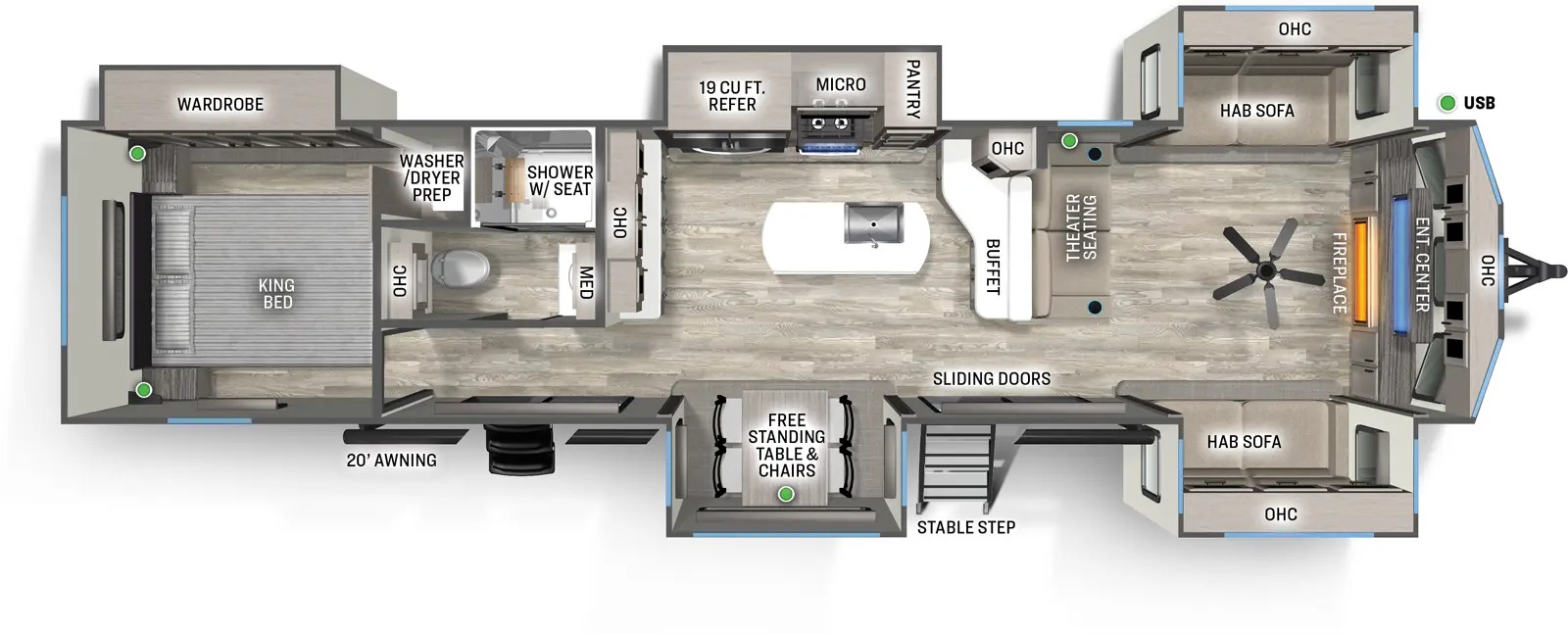 Model diagram Forest River Sierra Destination 420FL
