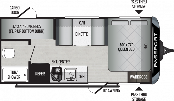 Model diagram Keystone Passport, 175BH SL