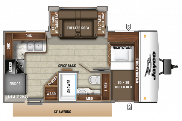 Model diagram Jayco Jay Feather, 16RK