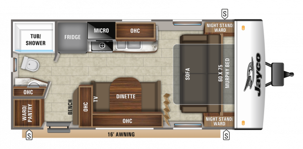 Model diagram Jayco Jay Feather, 18RBM