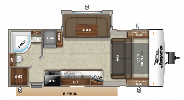 Model diagram Jayco Jay Feather, 23RBM