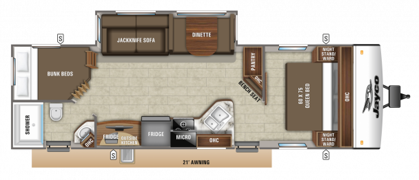 Model diagram Jayco Jay Feather, 27BHB