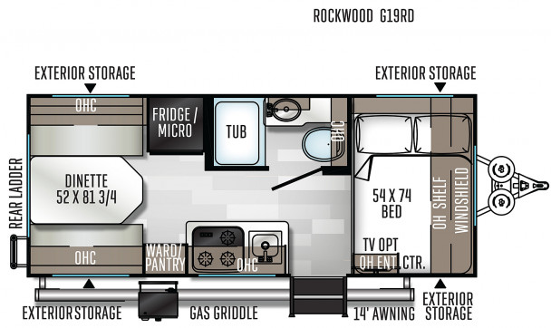 Model diagram Forest River Rockwood Geo Pro, G19RD