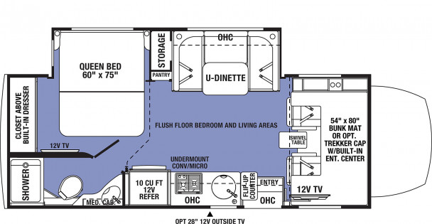 Model diagram Forest River Sunseeker MBS, 2400B