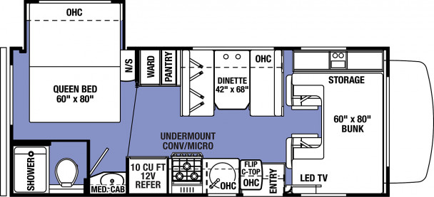 Model diagram Forest River Sunseeker LE, 2250SLE