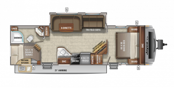 Model diagram Jayco White Hawk, 29BH