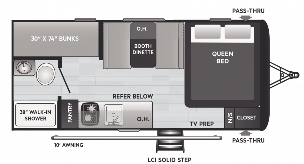 Model diagram Keystone Hideout, 175BH