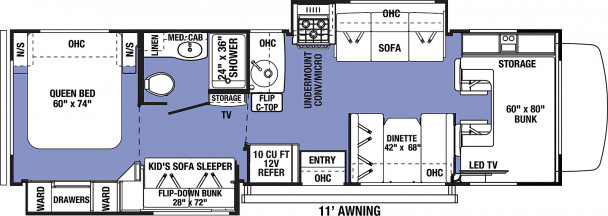 Model diagram Forest River Sunseeker LE, 3250DSLE