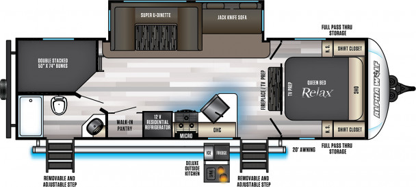 Model diagram Forest River Alpha Wolf, 26DBH-L