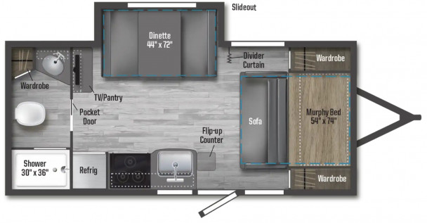 Model diagram Winnebago Micro Minnie, 2108DS