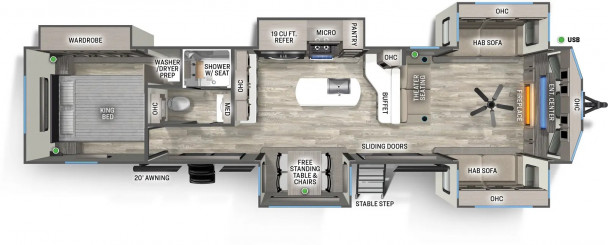 Model diagram Forest River Sierra Destination, 420FL