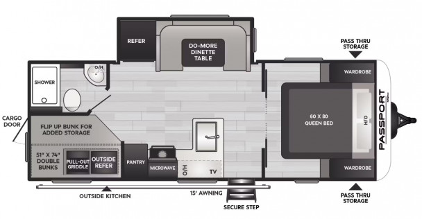 Model diagram Keystone Passport, 229BH SL